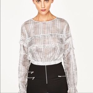 Zara Ruffle Lace Crop Top